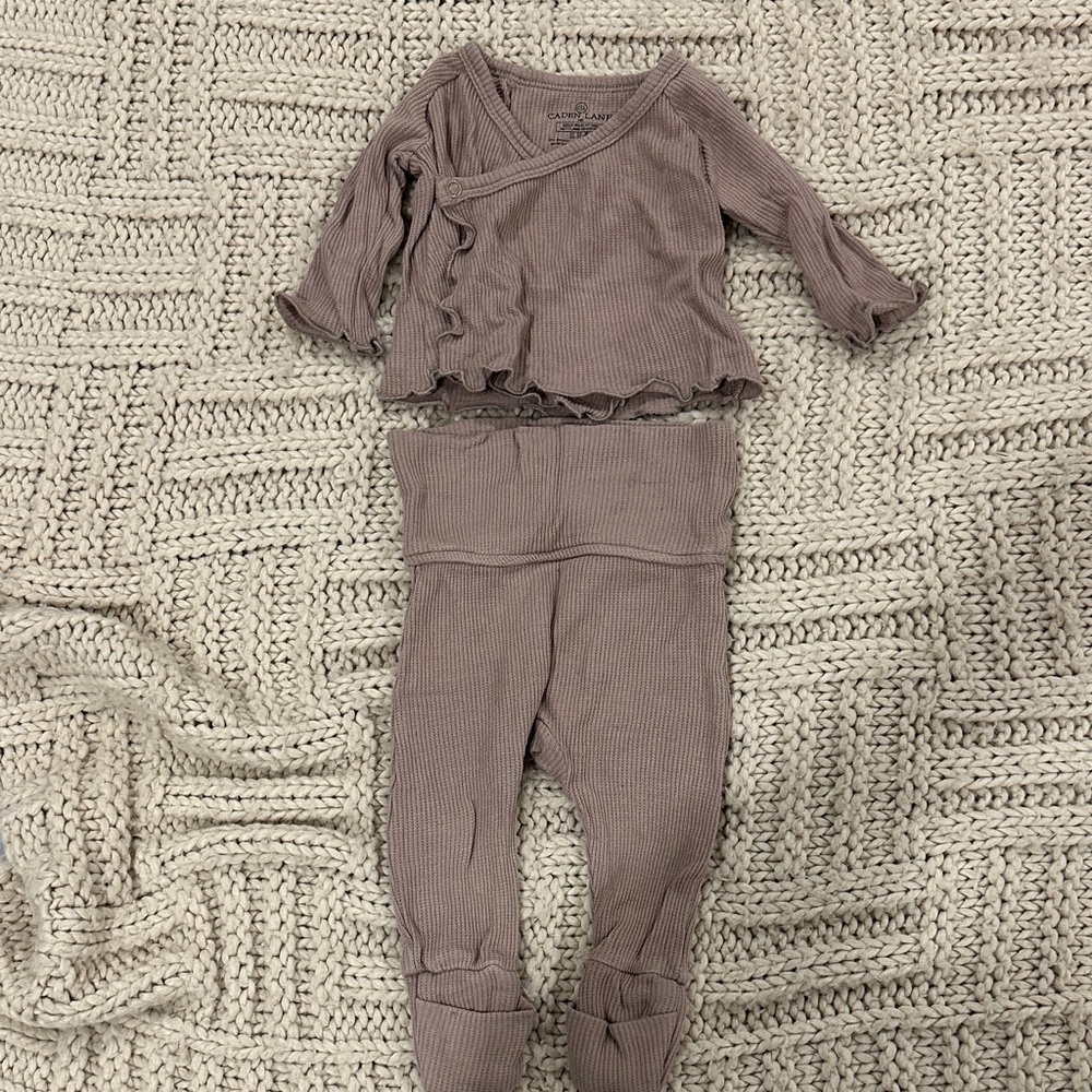 Waffle weave mocha Baby Outfit Set